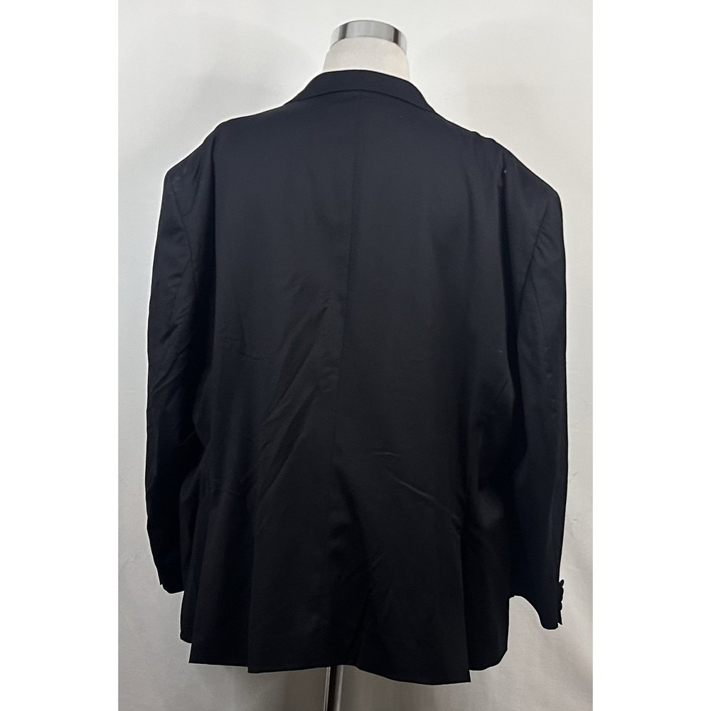 Stafford 58R Big & Tall Tuxedo Jacket 100% Wool Black One Button Double Vented - Picture 6 of 8